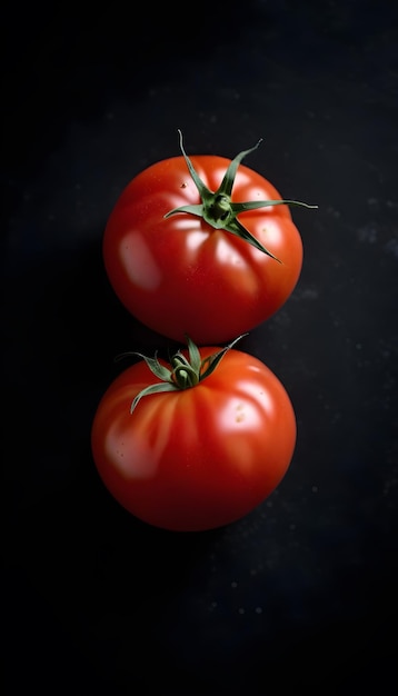 Tomate sobre un fondo negro aislado