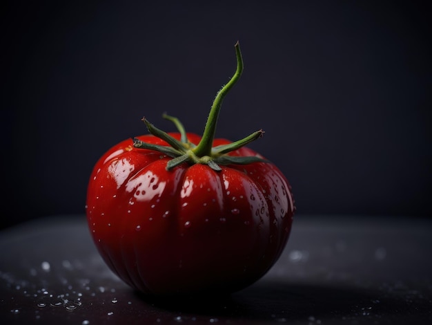 tomate sobre un fondo negro