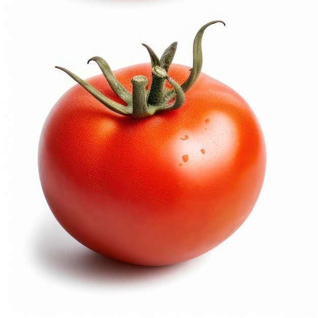 Un tomate con un tallo verde