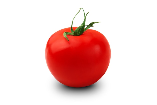 Tomate. Tomate maduro vermelho isolado em um fundo branco. Comida saudável.