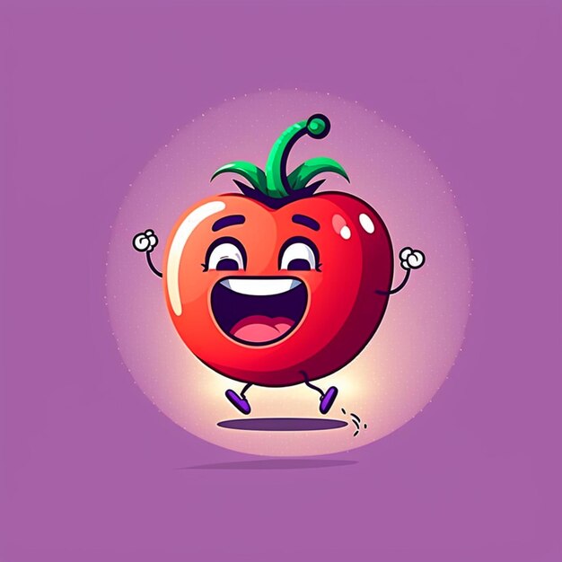 Foto tomate vermelho engraçado com cara feliz