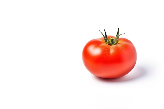 Tomate vermelho inteiro fresco isolado no fundo branco com espaço de cópia