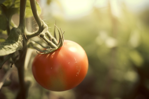 Un tomate en una vid