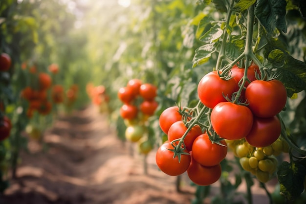 Tomaten am Rebstock auf dem Feld