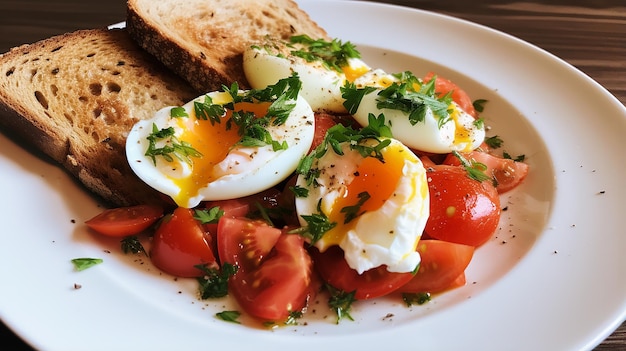 Tomaten-Eiersalat mit Vollkorntoast