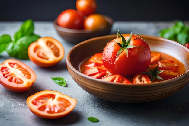 Foto tomaten in einer holzschale