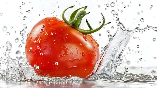 Tomaten-Splash im Wasser, isoliert gegen einen transparenten Hintergrund