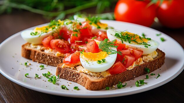 Tomaten- und Eiersalat mit Vollkorn-Toast