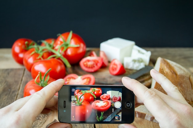 Tomaten und weißer griechischer Käse