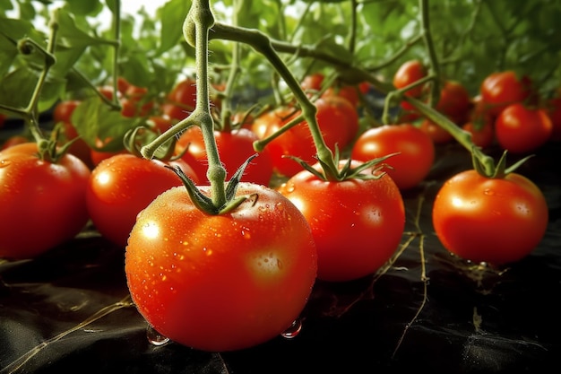 Tomaten werden in einem Gewächshaus angebaut.