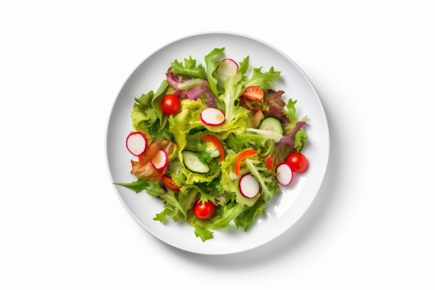 Tomatensalat, grüner Salat, gesundes Mittagessen, Gemüse, frisches vegetarisches Essen, generative KI