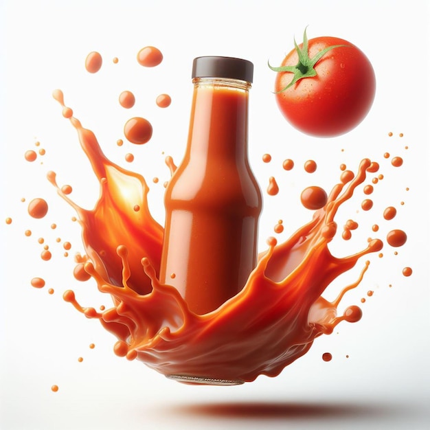 Tomatensauce-Flasche-Splash-Werbefotografie