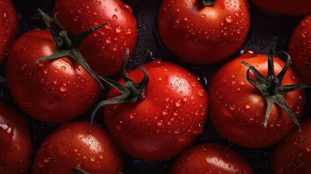 Tomates acostados en una pila uno encima del otro textura de tomate Enfoque selectivo