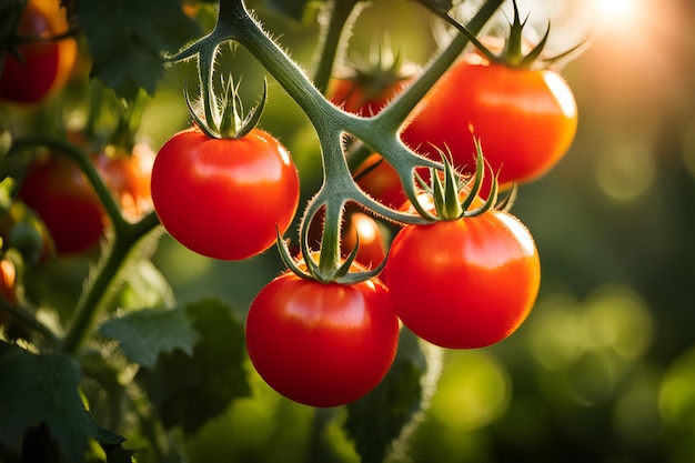 tomates cereja amadurecendo no jardim