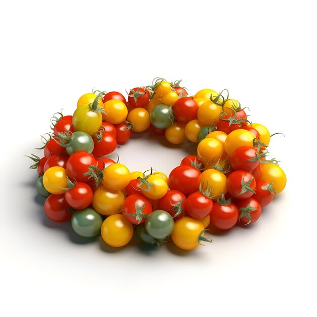 Tomates cereja coloridos isolados em fundo branco Ilustração de renderização 3D