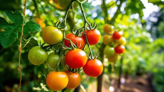 tomates cereja em uma estufa