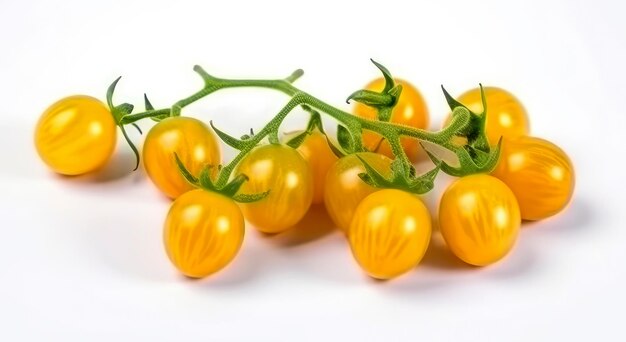 Tomates cherry amarillos en una ramita