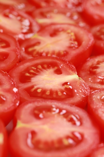 Foto tomates cortados en rodajas