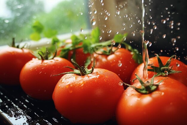 Tomates deliciosos com água