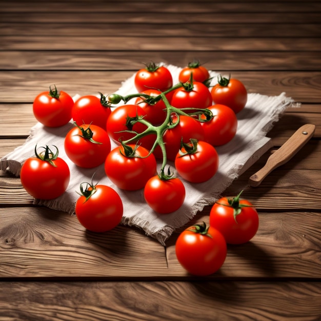 Tomates em uma mesa de madeira