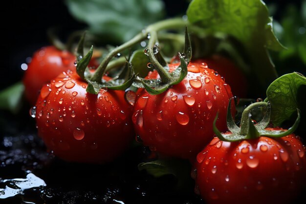 Tomates frescos con gotas de agua