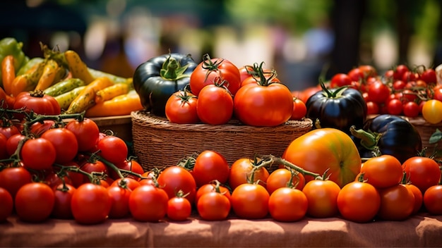 tomates en un mercado