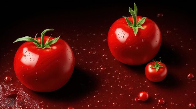 Tomates en una mesa con un fondo negro