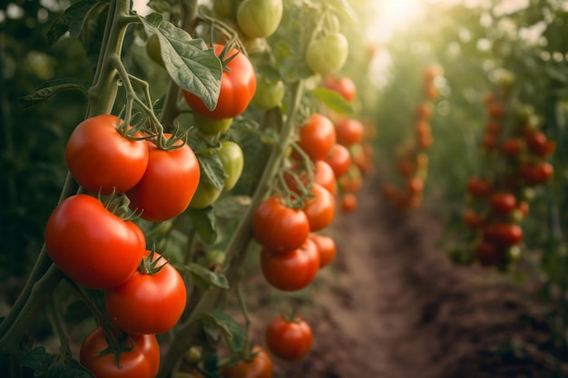 Foto tomates na videira no campo