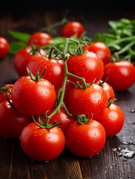 tomates numa mesa de madeira