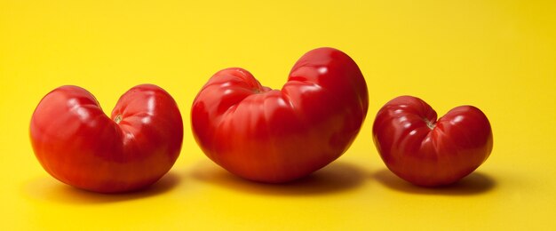 Tomates orgânicos feios na moda em forma de coração