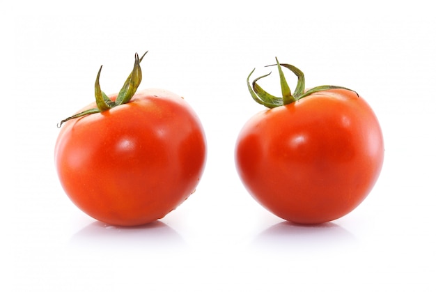 Tomates en pared blanca