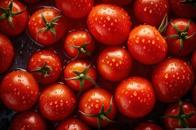 Tomates pequeños frescos con fondo sin costuras Una explosión de color y sabor en cada bocado