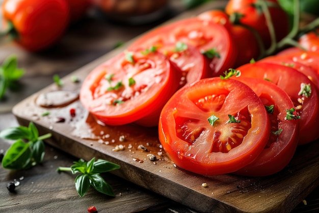 Tomates recién cortados.