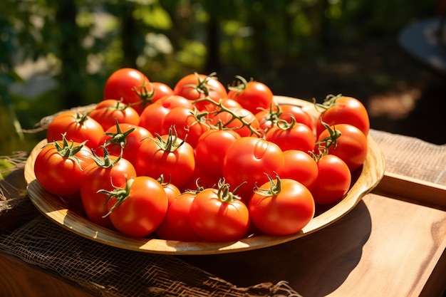 Tomates recién recogidos de la vid