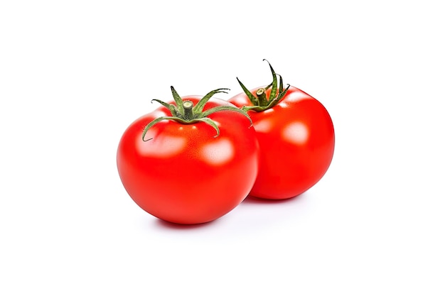 Tomates rojos enteros frescos aislados sobre fondo blanco
