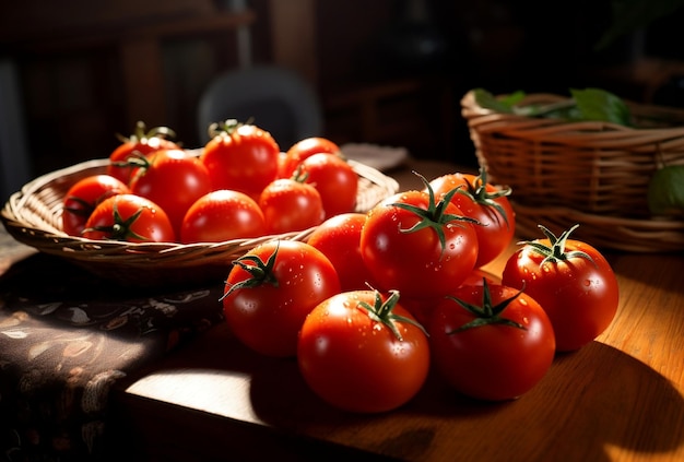 tomates rojos frescos en la mesa