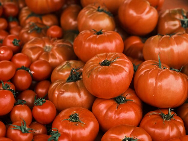 Tomates rojos frescos en el supermercado