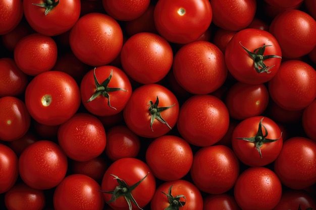 Tomates rojos maduros frescos Fondo de alimentos IA generativa