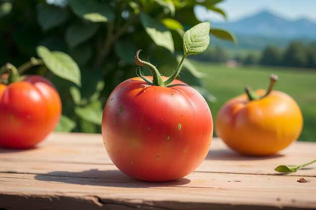 Los tomates rojos maduros son a la gente le encanta comer deliciosos vegetales, frutas, productos agrícolas ecológicos y seguros.