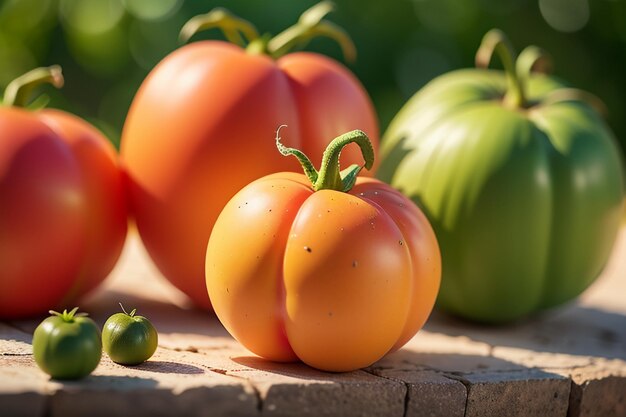 Los tomates rojos maduros son a la gente le encanta comer deliciosos vegetales, frutas, productos agrícolas ecológicos y seguros.