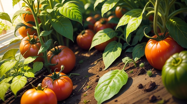 Tomates vermelhos em uma estufa