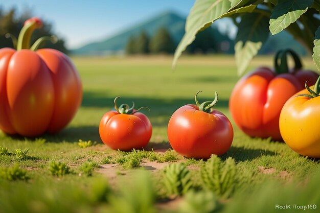 Tomates vermelhos maduros são pessoas que adoram comer deliciosas frutas vegetais orgânicos verdes produtos agrícolas seguros