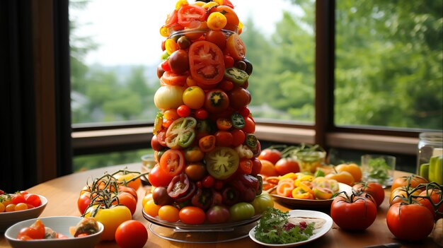 Tomates vermelhos maduros vegetais orgânicos recém-colhidos para cozinha saudável Generative Ai.