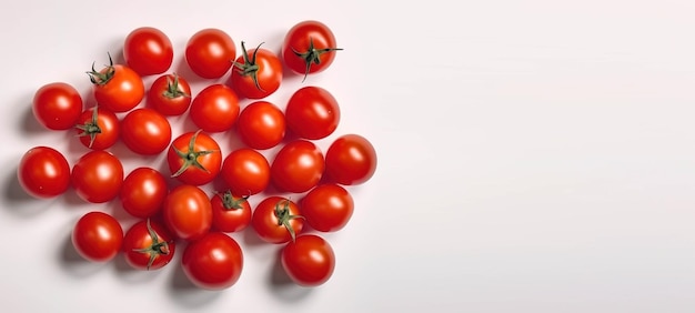 Tomates en una vista superior de fondo blanco Ai generativo