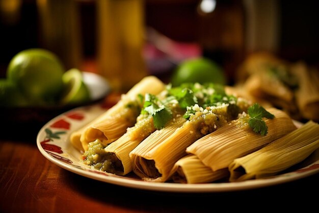 Foto tomatillo picante y tamales de cerdo