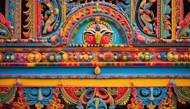Foto tome una foto detallada de una pieza de arte de camión paquistaní pintada a mano
