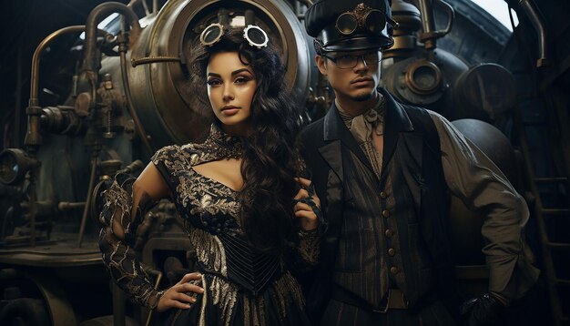 Foto tome fotos de modelos vestidos con trajes inspirados en el steampunk