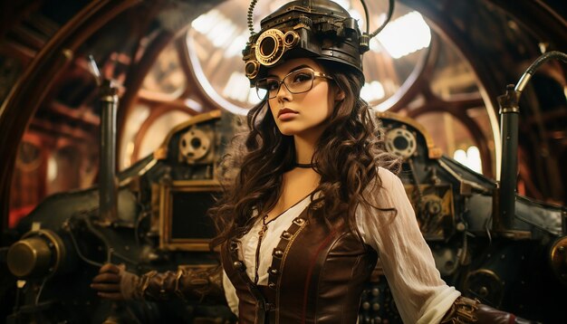 Foto tome fotos de modelos vestidos con trajes inspirados en el steampunk