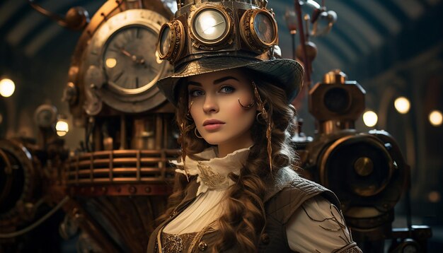 Foto tome fotos de modelos vestidos con trajes inspirados en el steampunk