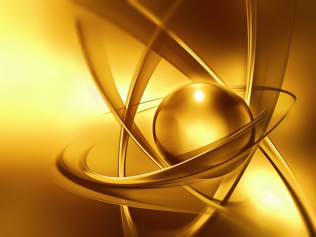 Átomo de oro abstracto de cerca como base científica